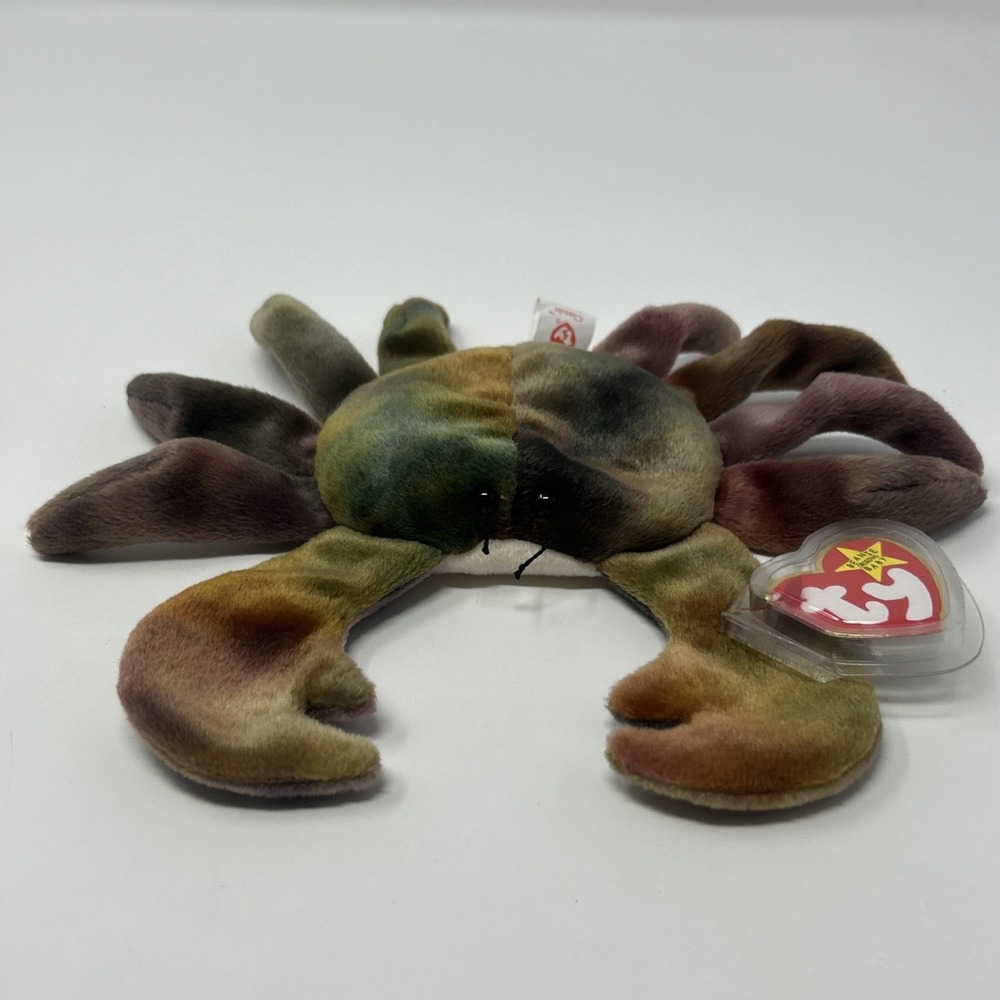 Vintage NWT TY Beanie Baby Claude the Tye Dye Crab 1996 W/ Tag Protector